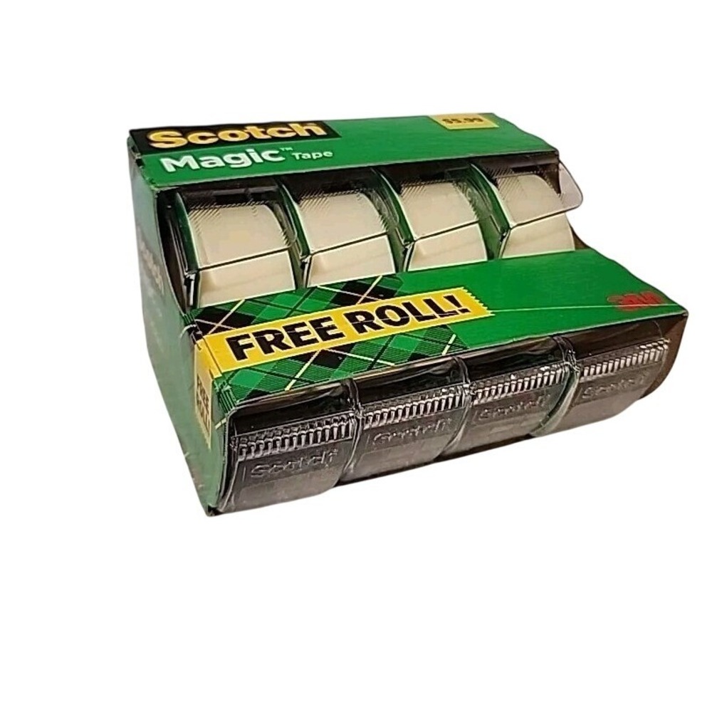 Scotch Magic Tape 3/4 x 325 In 4 Rolls with Dispensers 3105B-HL Matte Invisible